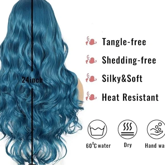 BLUE BODY WAVY LACE FRONT WIG *NEW* Vibrant blue color